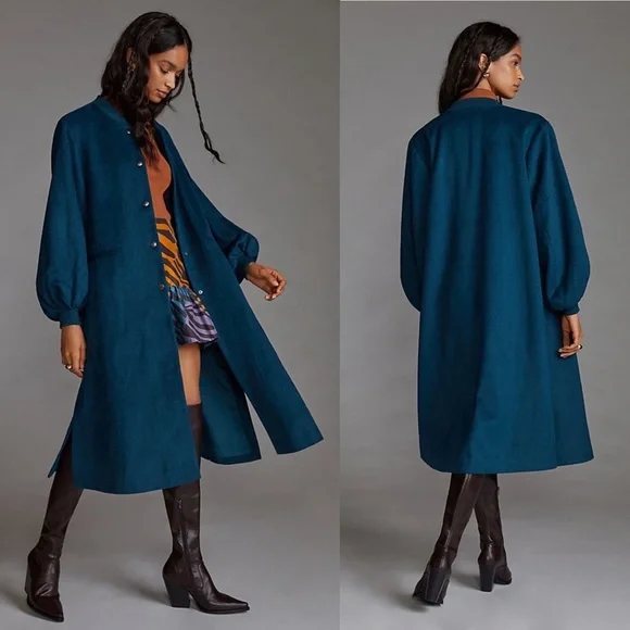 NWT Anthropologie dRa Cozy Wool Blend Puff-sleeved Coat - Picture 1 of 15